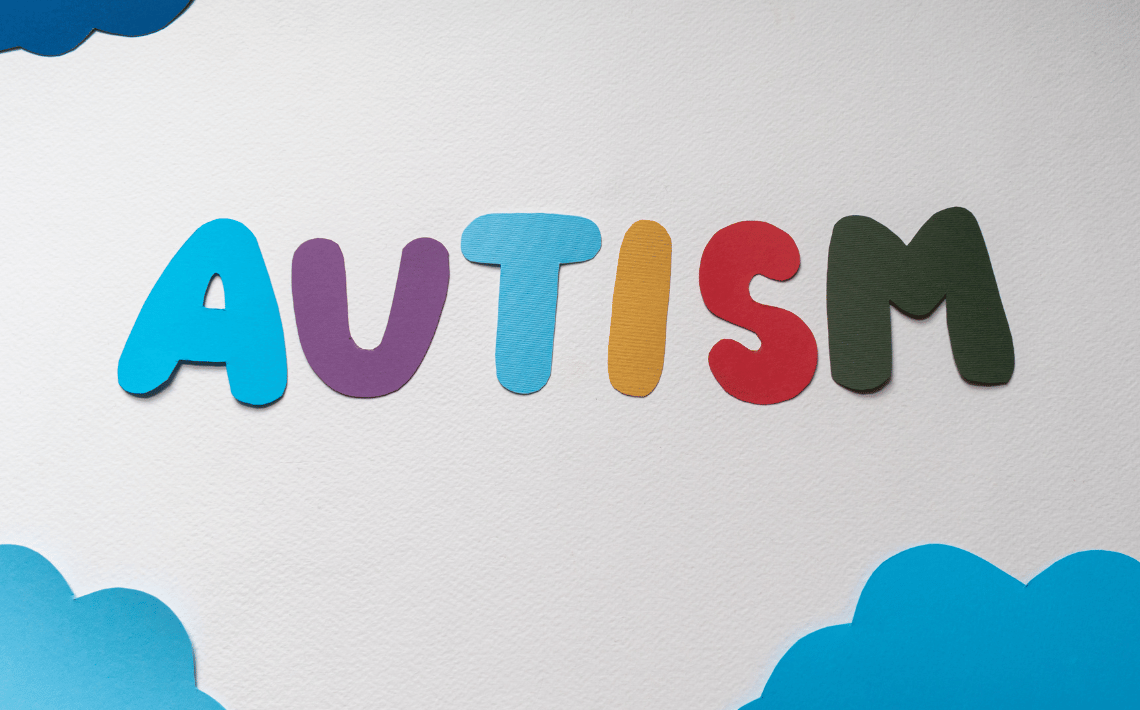 colourful letters on a white background spelling 'autism'