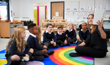 Primary school children in classroom