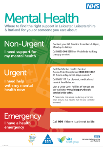 Helpful documents for your mental health and wellbeing - Leicestershire ...