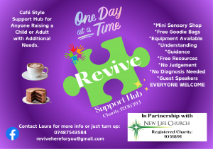 purple poster for revive support group