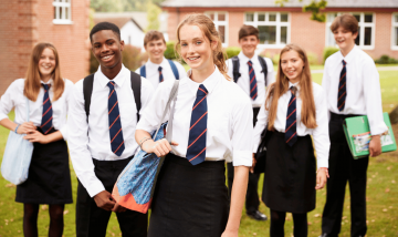 Teenage school children in uniform