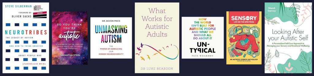 Row of books for autistic adults