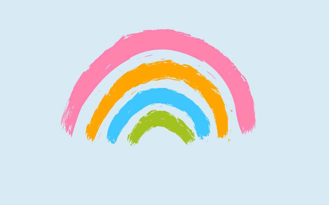 rainbow on blue background